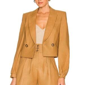 Veronica Beard Milani Cropped Linen Blazer Jacket in Camel Size 6